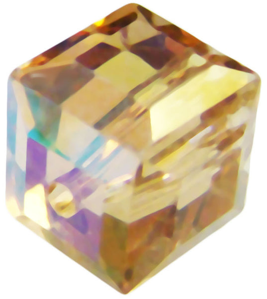 Caravan Beads - Swarovski - 282-180-MNAB: 8mm Montana AB Swarovski Crystal  Cube (12 pcs) #282-180-MNAB